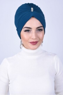 Pierre du Milieu Bijou Os Bleu Pétrole - Hijab