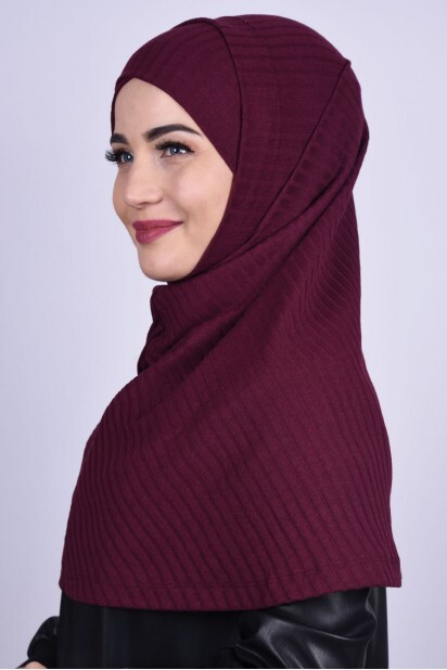 Cross Bonnet Knitwear Hijab Claret Red