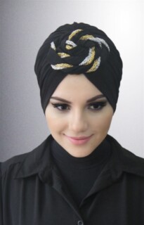 قبعة دونات جاهزة اللون - أسود - Hijab