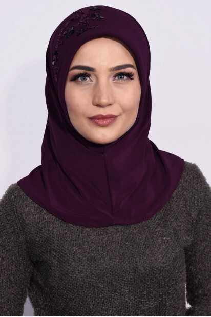 Pratique Sequin Hijab Prune - Hijab