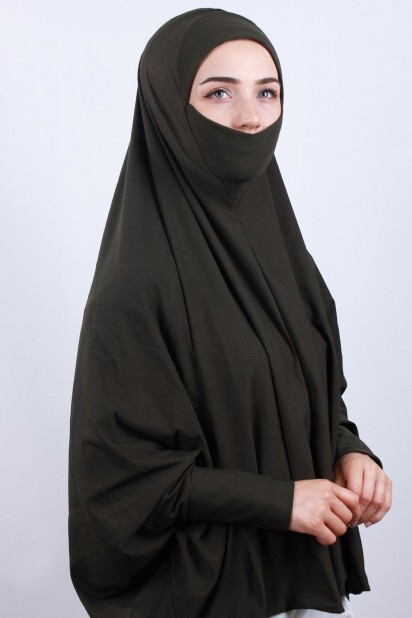 5XL Veiled Hijab Khaki Green