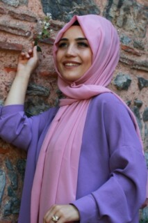 Châle Mousseline Uni Rose Poudré - Hijab