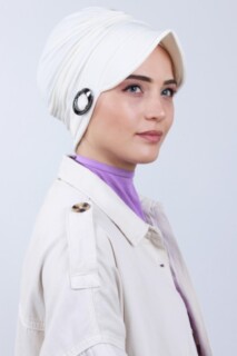 Buckled Hat Bonnet Ecru - 100285180 - Hijab