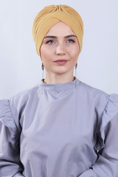 نفرولو بونيه وجهين أصفر خردل - Hijab