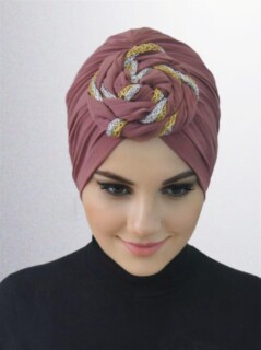 قبعة دونات جاهزة الصنع ملونة - روز مجففة - Hijab