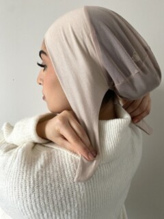 Simple Tie Bonnet Sand Brown 100357753 - Hijab