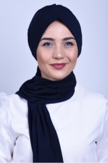 Cravate Froncée Os Bleu Marine - Hijab