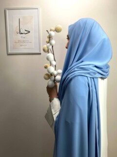 ماكسي Medine فراشة الحرير الأزرق - Hijab