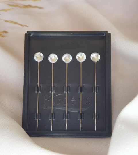 Crystal hijab pins Set of 5 Rhinestone Luxury Scarf Needles 5pcs pins - White - 100298898 - Hijab