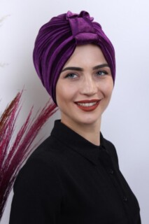 Velvet 3-Striped Bonnet Plum - 100283004 - Hijab