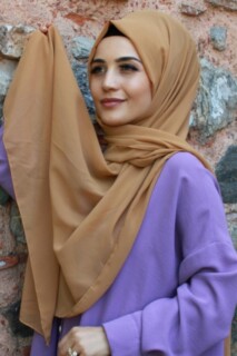 Plain Chiffon Shawl Brown - 100285466 - Hijab