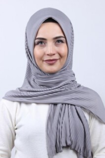 Pleated Hijab Shawl Gray