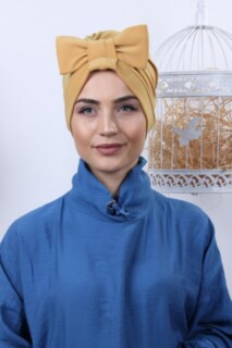 Double-Sided Bonnet Mustard Yellow with Bow - 100285284 - Hijab