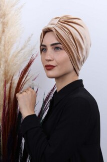 بونيه كاراميل 3 خطوط مخملية - Hijab