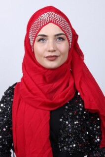 Stone Bonnet Design Shawl Red - 100282955 - Hijab