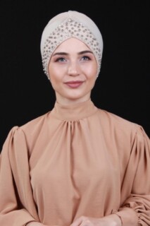 بونيه حجر اللؤلؤ بيج - Hijab