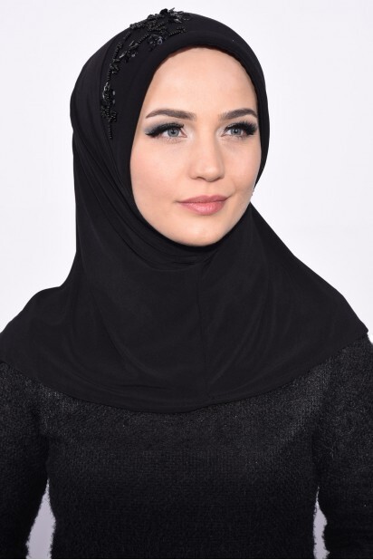 Practical Sequin Hijab Black