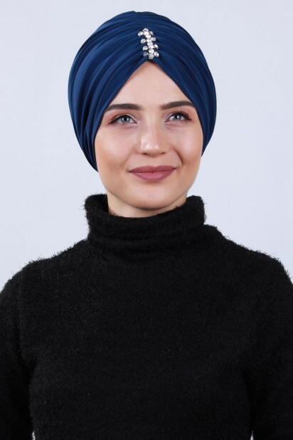 نيلي بونيه مطوي الحجر - Hijab