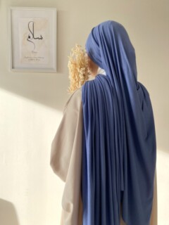 Ready To Wear - جيرسي بريميوم أزرق متوسط - Hijab