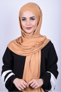 شال قطن ممشط 3 خطوط كراميل - Hijab