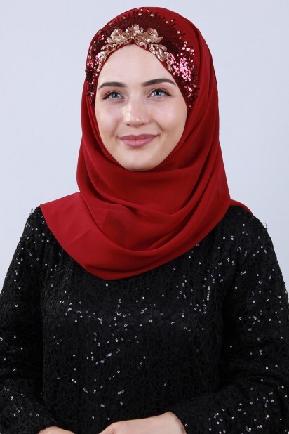 تصميم الأميرة شال أحمر كلاريت - Hijab