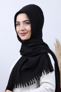 Pleated Hijab Shawl Black
