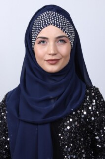 Châle Stone Boneli Design Bleu Marine - Hijab