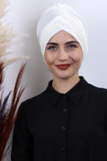Velvet 3-Striped Bonnet White - 100283006 - Hijab