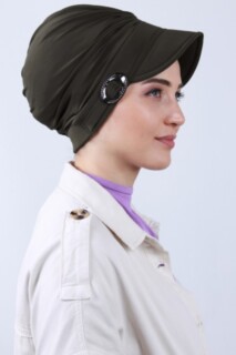 Buckled Hat Bonnet Khaki - 100285184 - Hijab