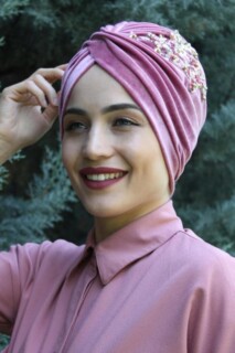 Velvet Sequined Vera Bonnet Dried Rose - 100285072 - Hijab