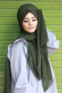 Châle Mousseline Unie Kaki - Hijab