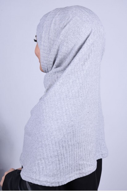 Cross Bonnet Knitwear Hijab Gray