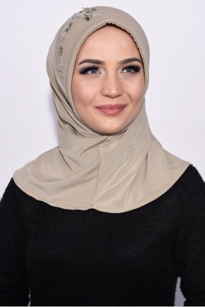 Pratique Sequin Hijab Couleur Pierre - Hijab