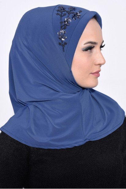 Practical Sequin Hijab Indigo