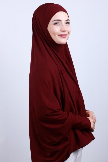 5XL Veiled Hijab Red