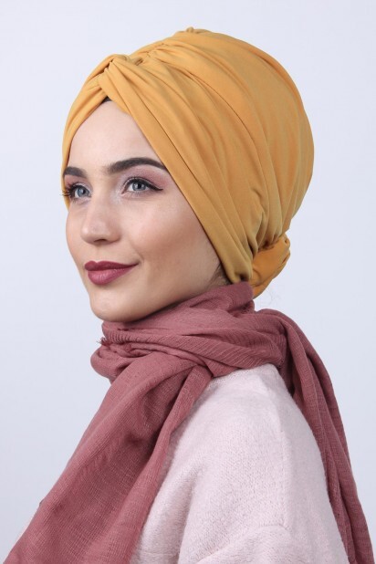 Two Way Rose Knot Bone Mustard Yellow - 100284854 - Hijab