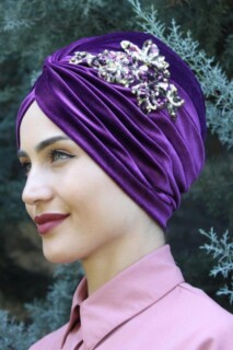Velvet Sequined Vera Bonnet Purple