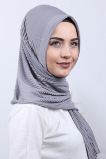 Pleated Hijab Shawl Gray