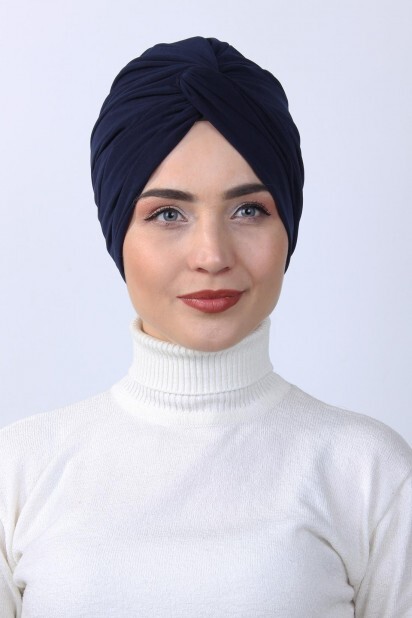 عقدة بونيه الأزرق الداكن - Hijab