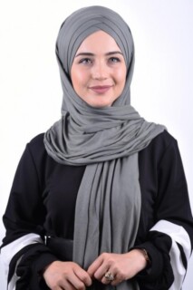 Combed Cotton 3-Striped Shawl Smoked - 100285204 - Hijab