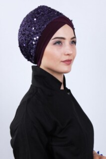 Draped Sequin Bonnet Purple
