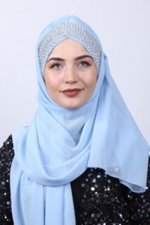 Stone Boneli Design Shawl Baby Blue - 100282956 - Hijab