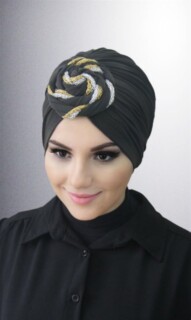 قبعة دونات جاهزة الصنع لون أخضر كاكي - Hijab