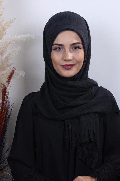 تريكو شال حجاب عملي أسود-كحلي - Hijab