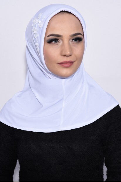 Hijab Paillettes Pratique Blanc - Hijab