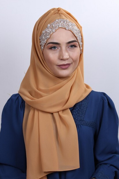 Stone Design Bonnet Châle Jaune Moutarde - Hijab