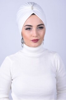 Middle Stone Jewelled Bone blanc - Hijab