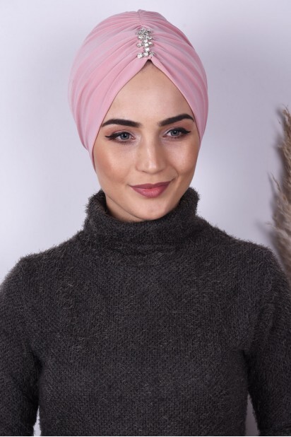 مسحوق بونيه مطوي باللون الوردي - Hijab