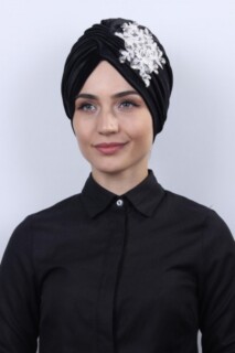 مخمل جبر فيرا بونيه أسود-أبيض - Hijab