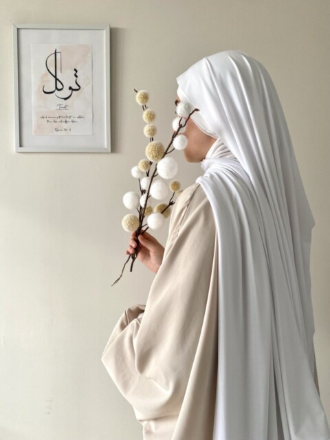 Shawl - Maxi jersey sandy hijjab®️ Création - BLANC - Hijab